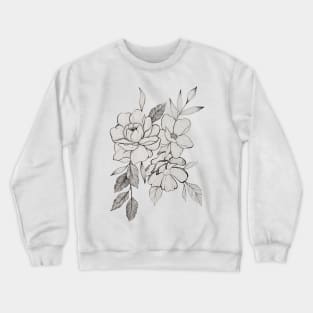 peony and rose line drawing Crewneck Sweatshirt